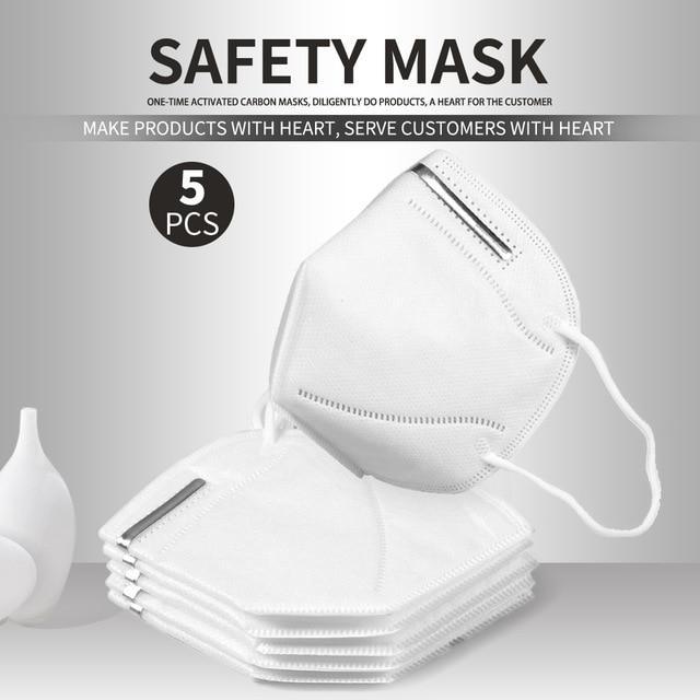 5 PCS  KN95 Respirator Face Mask - White (shipping from USA _ within 3 Business Days )