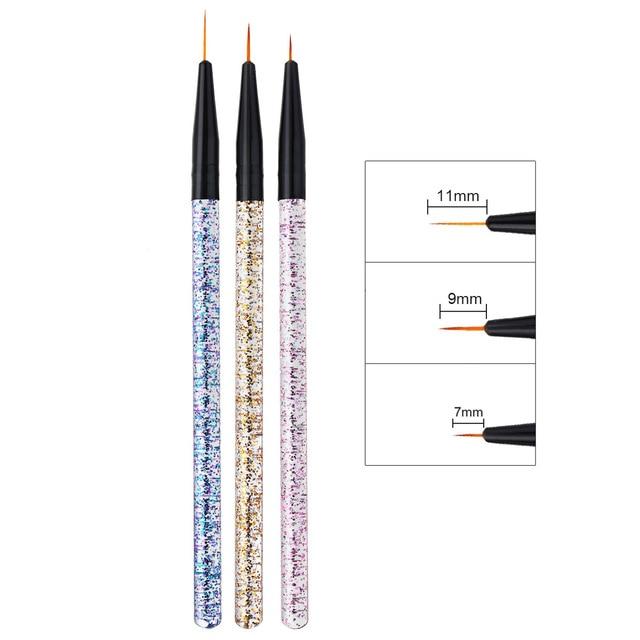 3pcs/set Nail Art Liner Painting Pen 3D Tips DIY Acrylic UV Gel Brushes Drawing Flower Line Grid French Design Manicure Tools|Nail Brushes