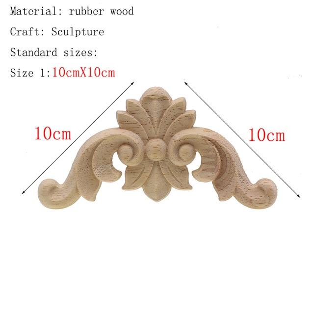 1Pc Unique Natural Floral Wood Carved Wooden Figurines Crafts Corner Appliques Frame Wall Door Furniture Woodcarving Decorative|Figurines & Miniatures