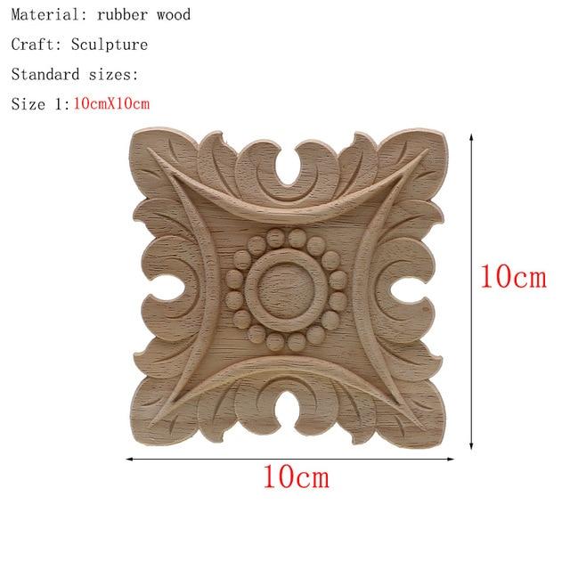 1Pc Unique Natural Floral Wood Carved Wooden Figurines Crafts Corner Appliques Frame Wall Door Furniture Woodcarving Decorative|Figurines & Miniatures