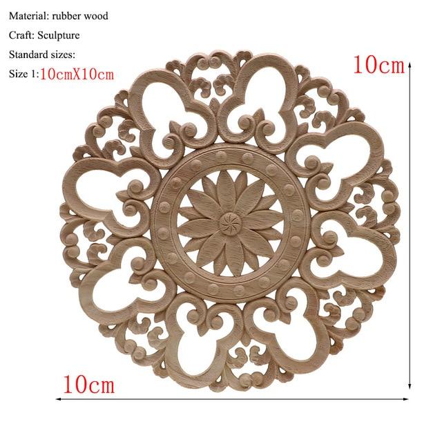 1Pc Unique Natural Floral Wood Carved Wooden Figurines Crafts Corner Appliques Frame Wall Door Furniture Woodcarving Decorative|Figurines & Miniatures