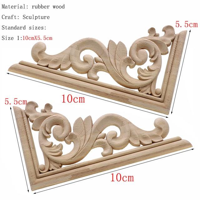 1Pc Unique Natural Floral Wood Carved Wooden Figurines Crafts Corner Appliques Frame Wall Door Furniture Woodcarving Decorative|Figurines & Miniatures