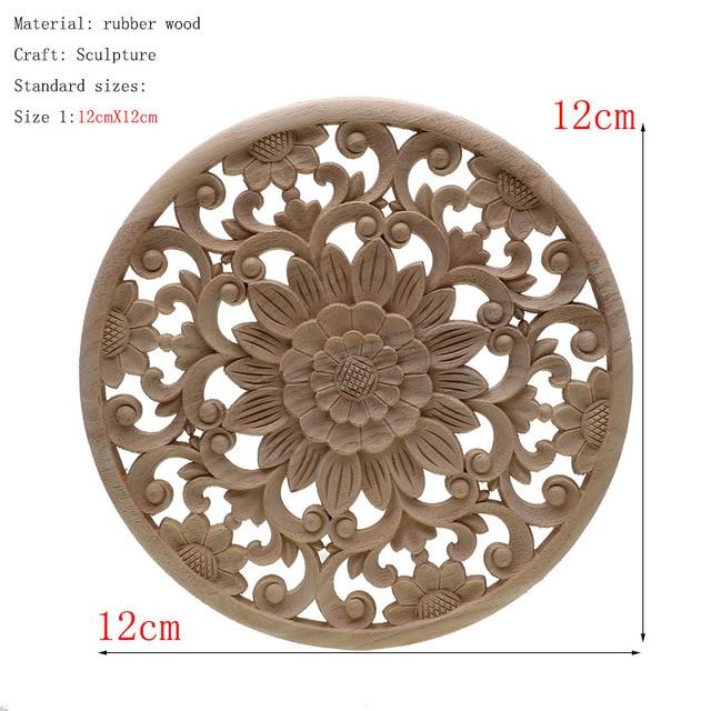 1Pc Unique Natural Floral Wood Carved Wooden Figurines Crafts Corner Appliques Frame Wall Door Furniture Woodcarving Decorative|Figurines & Miniatures