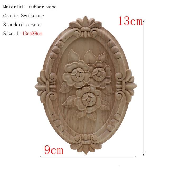 1Pc Unique Natural Floral Wood Carved Wooden Figurines Crafts Corner Appliques Frame Wall Door Furniture Woodcarving Decorative|Figurines & Miniatures