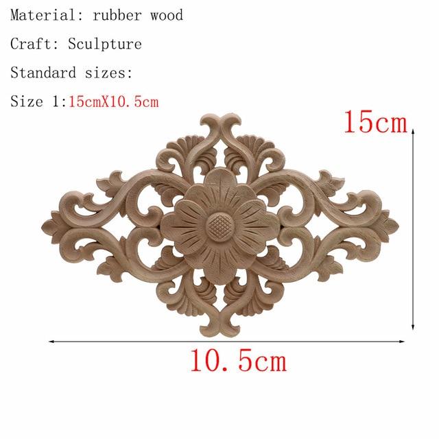 1Pc Unique Natural Floral Wood Carved Wooden Figurines Crafts Corner Appliques Frame Wall Door Furniture Woodcarving Decorative|Figurines & Miniatures