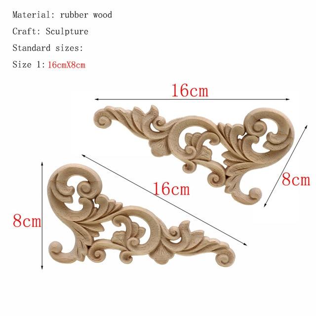 1Pc Unique Natural Floral Wood Carved Wooden Figurines Crafts Corner Appliques Frame Wall Door Furniture Woodcarving Decorative|Figurines & Miniatures