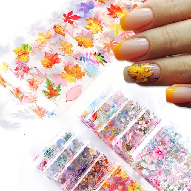 10 Pcs Ocean Animals Holographic Nail Foil Set Tropical Fish Shark Cute Designs Nail Art Transfer Sticker Decals Wraps CHSW7015|Stickers & Decals