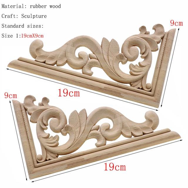 1Pc Unique Natural Floral Wood Carved Wooden Figurines Crafts Corner Appliques Frame Wall Door Furniture Woodcarving Decorative|Figurines & Miniatures