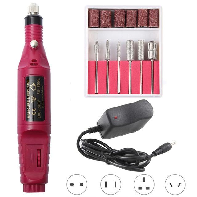 1set Professional Electric Nail Drill Machine Manicure Drill Pedicure Drill Machine Milling Cutters Set Salon Nail Drill Machine|Electric Manicure Drills