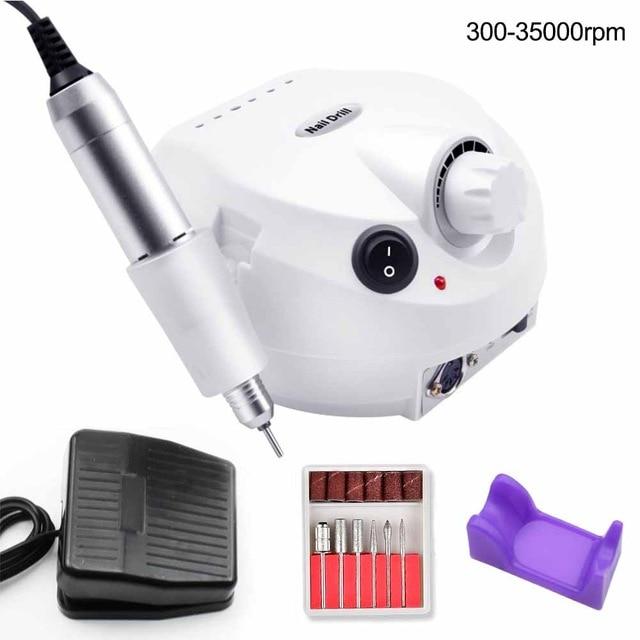 32W 35000RPM Electric Nail Drill manicure Machine File New Version of Copper Handle Nail Tool Kit Electric Nail File with Cutter|Electric Manicure Drills