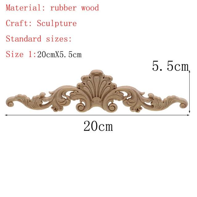 1Pc Unique Natural Floral Wood Carved Wooden Figurines Crafts Corner Appliques Frame Wall Door Furniture Woodcarving Decorative|Figurines & Miniatures