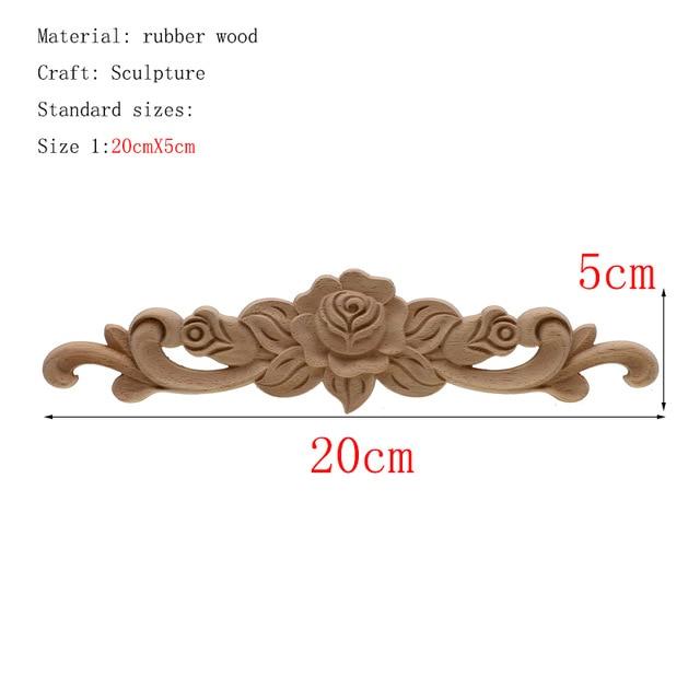 1Pc Unique Natural Floral Wood Carved Wooden Figurines Crafts Corner Appliques Frame Wall Door Furniture Woodcarving Decorative|Figurines & Miniatures