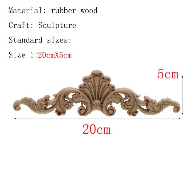 1Pc Unique Natural Floral Wood Carved Wooden Figurines Crafts Corner Appliques Frame Wall Door Furniture Woodcarving Decorative|Figurines & Miniatures