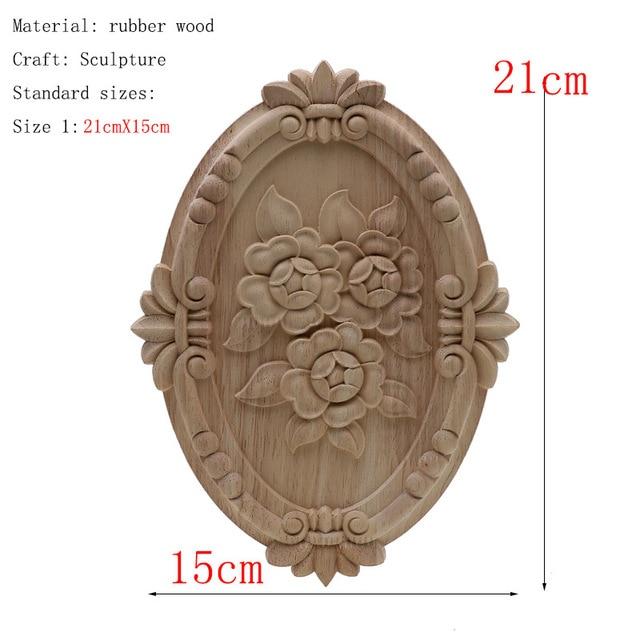 1Pc Unique Natural Floral Wood Carved Wooden Figurines Crafts Corner Appliques Frame Wall Door Furniture Woodcarving Decorative|Figurines & Miniatures