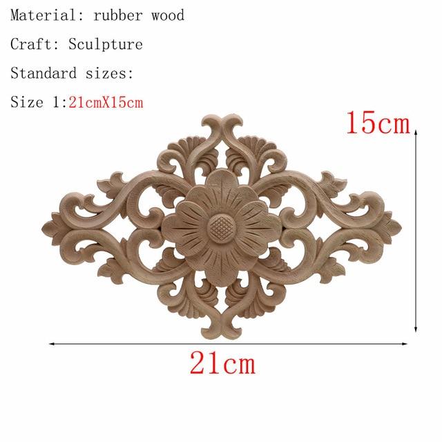 1Pc Unique Natural Floral Wood Carved Wooden Figurines Crafts Corner Appliques Frame Wall Door Furniture Woodcarving Decorative|Figurines & Miniatures