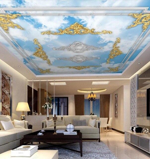 beibehang Custom European white plaster line carved wallpaper bedroom decor sky ceiling background photo mural wall paper roll|Wallpapers