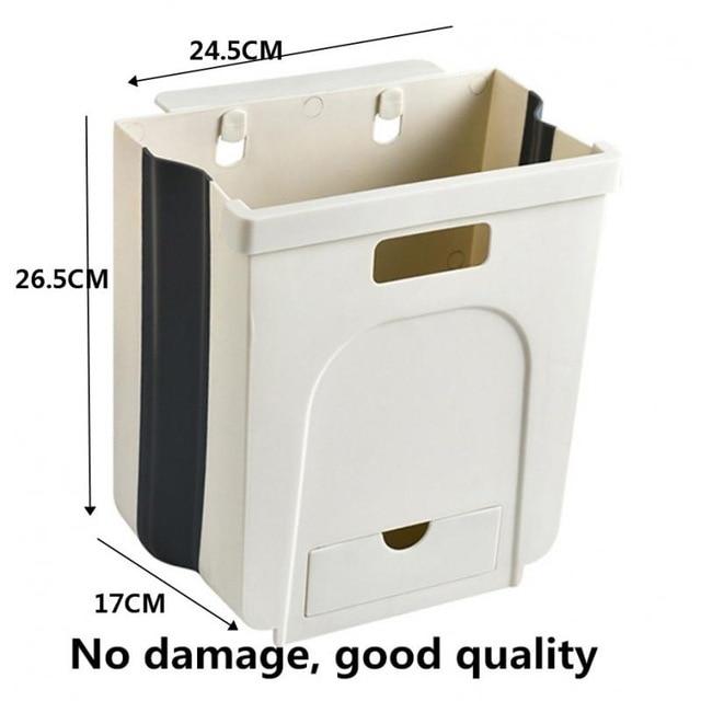 5L 9L Wall Mounted Folding Waste Bin Kitchen Cabinet Door Hanging Trash Bin Garbage Car Trash Can Wall Mounted Foldable Cleaning|Waste Bins