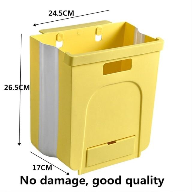 5L 9L Wall Mounted Folding Waste Bin Kitchen Cabinet Door Hanging Trash Bin Garbage Car Trash Can Wall Mounted Foldable Cleaning|Waste Bins