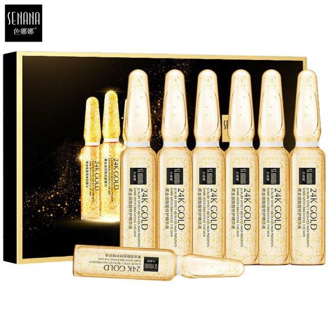 24K Gold Face Serum Skin Whitening Essence Hyaluronic Acid Nicotinamide Ampoule Anti Aging Acne Shrink Pores Hydration Skin Care|Serum