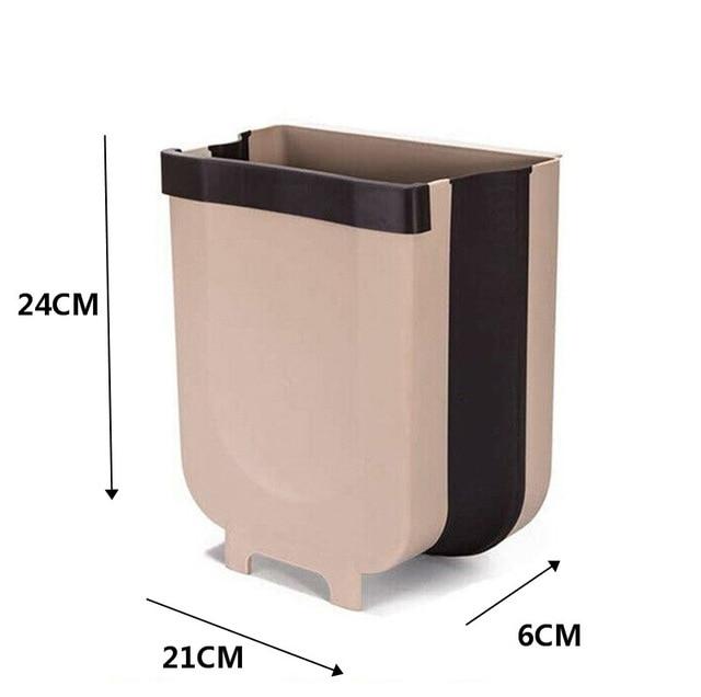 5L 9L Wall Mounted Folding Waste Bin Kitchen Cabinet Door Hanging Trash Bin Garbage Car Trash Can Wall Mounted Foldable Cleaning|Waste Bins