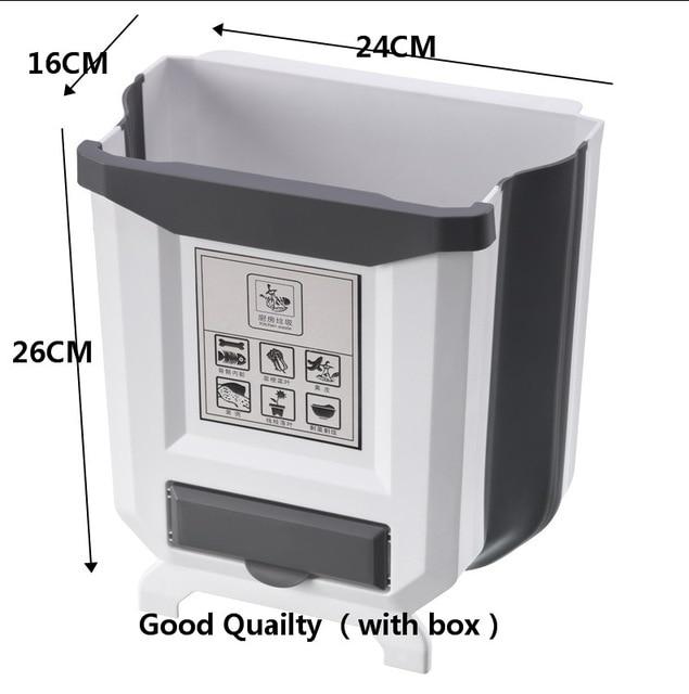 5L 9L Wall Mounted Folding Waste Bin Kitchen Cabinet Door Hanging Trash Bin Garbage Car Trash Can Wall Mounted Foldable Cleaning|Waste Bins