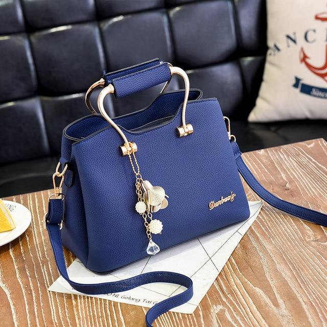 2019 New Women PU Bag metal handle handbag ladies purse Ornaments totes Messenger Bag hotsale crossbody Bag fashion shoulder bag|Shoulder Bags