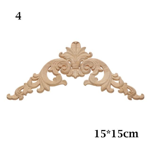 1PC Multi styles Rubber Natural Floral Wood Carved Corner Appliques Frame Wall Door Decoration Unique Furniture Parts Crafts|Statues & Sculptures