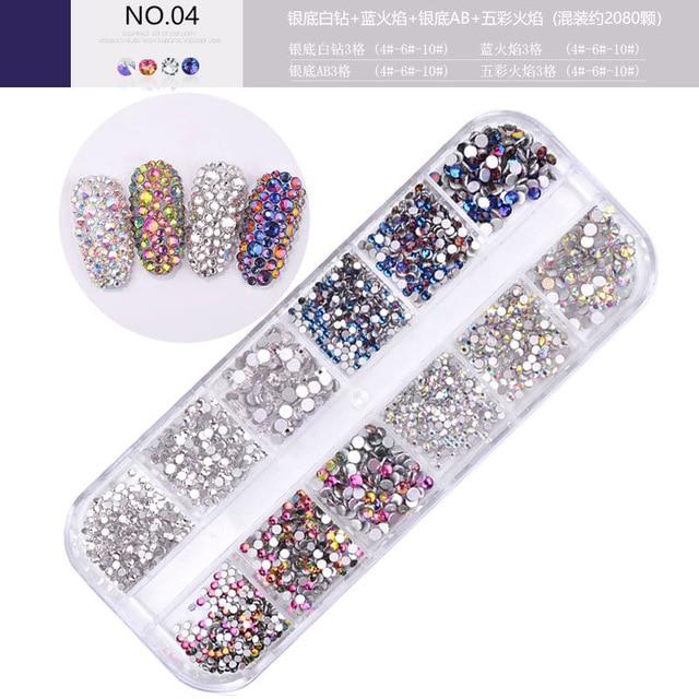 12 boxes / set of AB crystal rhinestone diamond gem 3D glitter nail art decoration beauty|Rhinestones & Decorations