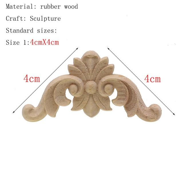 1Pc Unique Natural Floral Wood Carved Wooden Figurines Crafts Corner Appliques Frame Wall Door Furniture Woodcarving Decorative|Figurines & Miniatures