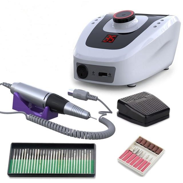 35000 RPM 32W Electric Nail Drill Machine Set Manicure Pedicure Machine Nail Accessory Tools Set Nail File Nail Drill Bit Kit|Electric Manicure Drills