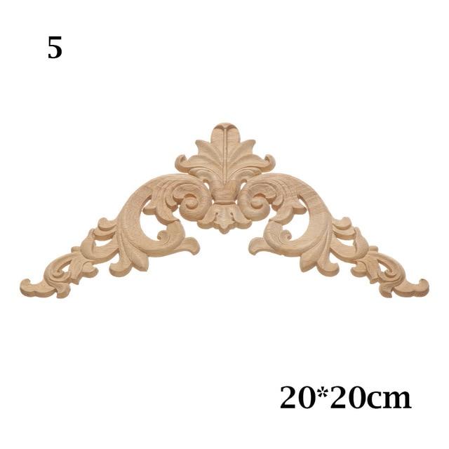 1PC Multi styles Rubber Natural Floral Wood Carved Corner Appliques Frame Wall Door Decoration Unique Furniture Parts Crafts|Statues & Sculptures