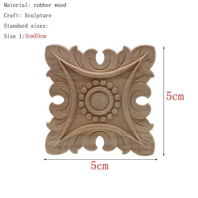 1Pc Unique Natural Floral Wood Carved Wooden Figurines Crafts Corner Appliques Frame Wall Door Furniture Woodcarving Decorative|Figurines & Miniatures