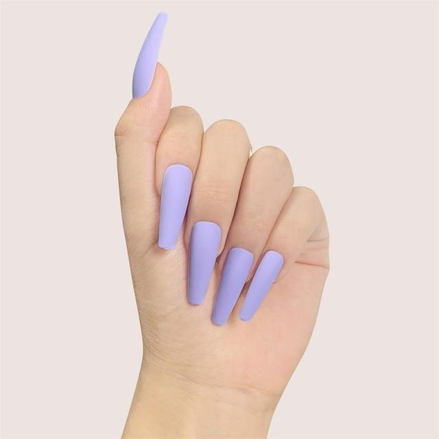 Fashion 24Pcs/Set Of False Nail Tips Matte Full Coverage Long Ballet False Nail Art Manicure French Manicure Tools Dropshipping|False Nails