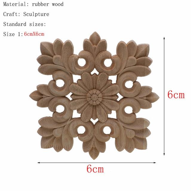 1Pc Unique Natural Floral Wood Carved Wooden Figurines Crafts Corner Appliques Frame Wall Door Furniture Woodcarving Decorative|Figurines & Miniatures