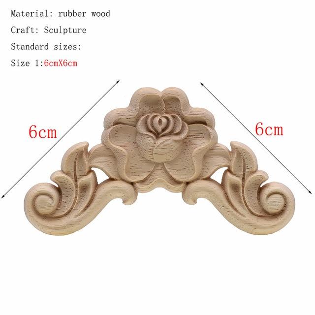 1Pc Unique Natural Floral Wood Carved Wooden Figurines Crafts Corner Appliques Frame Wall Door Furniture Woodcarving Decorative|Figurines & Miniatures