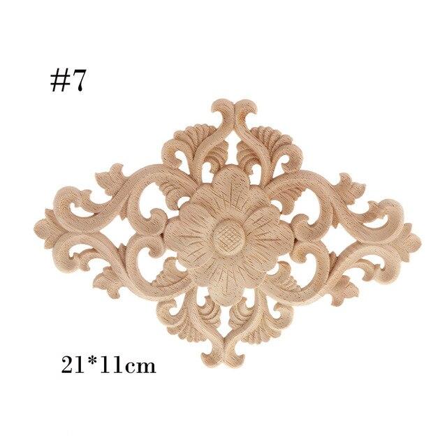 1PC European Style Floral Wood Carved Decal Furniture/Cabinets/Windows/Mirrors Appliques Frame Wooden Wall Doors Decoration|Statues & Sculptures