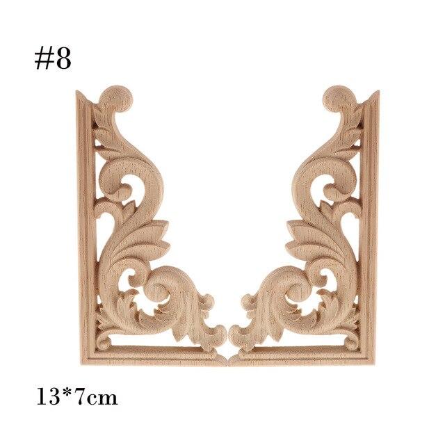 1PC European Style Floral Wood Carved Decal Furniture/Cabinets/Windows/Mirrors Appliques Frame Wooden Wall Doors Decoration|Statues & Sculptures