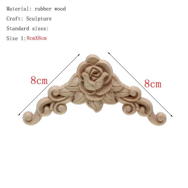 1Pc Unique Natural Floral Wood Carved Wooden Figurines Crafts Corner Appliques Frame Wall Door Furniture Woodcarving Decorative|Figurines & Miniatures