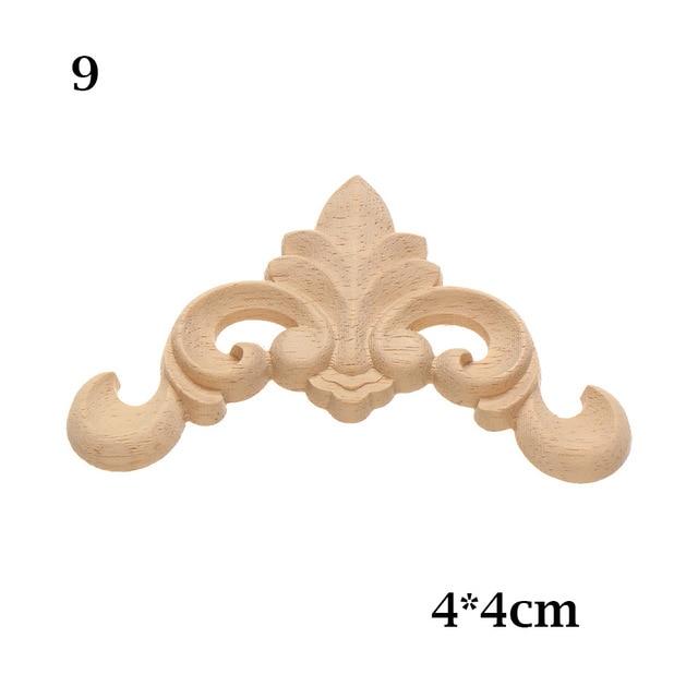 1PC Multi styles Rubber Natural Floral Wood Carved Corner Appliques Frame Wall Door Decoration Unique Furniture Parts Crafts|Statues & Sculptures