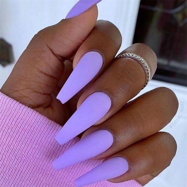 Fashion 24Pcs/Set Of False Nail Tips Matte Full Coverage Long Ballet False Nail Art Manicure French Manicure Tools Dropshipping|False Nails