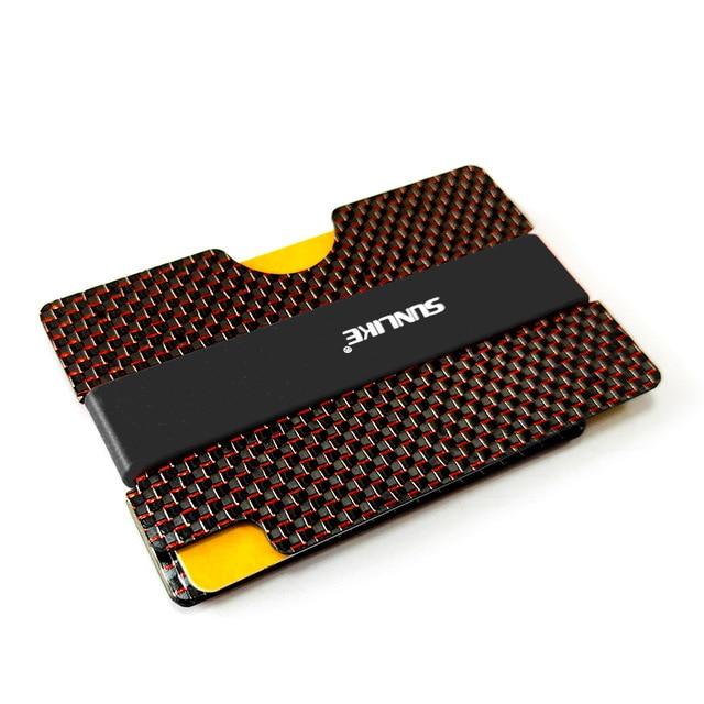 SULIKE new Fashion Slim Carbon Fiber Credit Card Holder RFID Non scan Metal Wallet Purse Male Carteira Masculina Billetera|Game Collection Cards