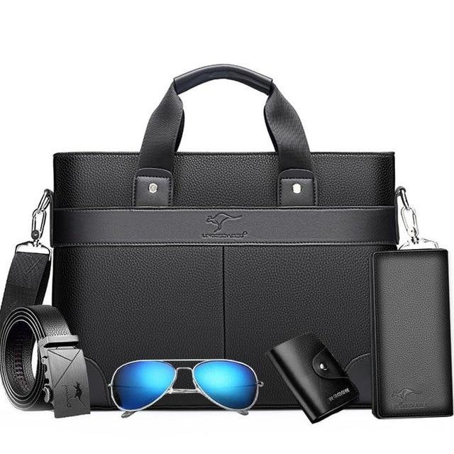 5pcs/lot Briefcase business 15 inch laptop Bag Men PU Leather Men Bags luxury Business Brand Male computer Handbags 2020 New|Briefcases