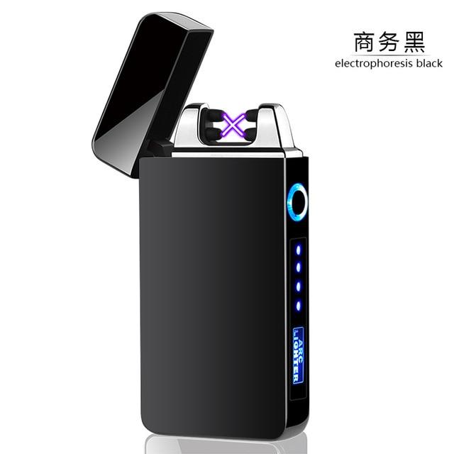 Electric Dual Arc Lighter USB Rechargeable Windproof Flameless Plasma Pulse Lighters For Cigarette Candle With LED Power Display|Cigarette Accessories