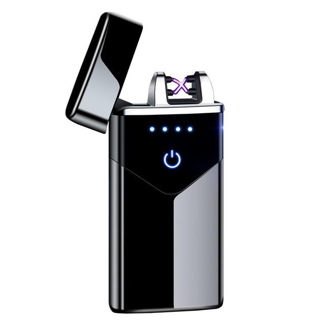 Electric Dual Arc Lighter USB Rechargeable Windproof Flameless Plasma Pulse Lighters For Cigarette Candle With LED Power Display|Cigarette Accessories