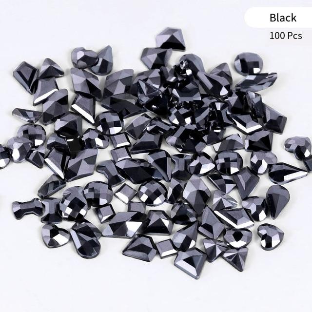 Mixed 100pcs Crystal AB Nail Art Rhinestones Flatback Strass Shiny Glass Nail Stones Gems For 3D Nails DIY Manicure Decorations|Rhinestones & Decorations