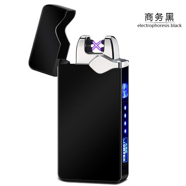 Electric Dual Arc Lighter USB Rechargeable Windproof Flameless Plasma Pulse Lighters For Cigarette Candle With LED Power Display|Cigarette Accessories