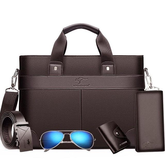 5pcs/lot Briefcase business 15 inch laptop Bag Men PU Leather Men Bags luxury Business Brand Male computer Handbags 2020 New|Briefcases