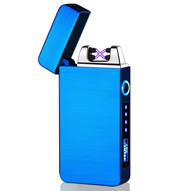 Windproof Dual Arc Lighter Plasma Flameless Rechargeable Electric Lighter for Cigarette Candle with LED Power Display|Cigarette Accessories