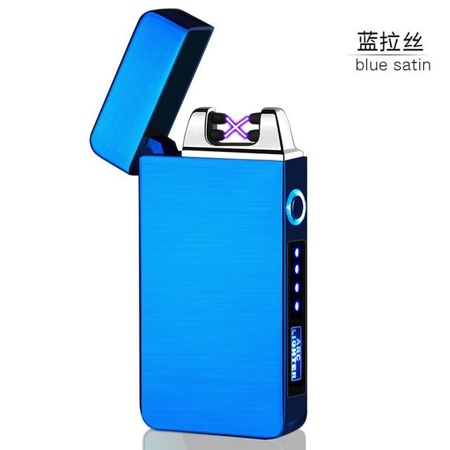 Electric Dual Arc Lighter USB Rechargeable Windproof Flameless Plasma Pulse Lighters For Cigarette Candle With LED Power Display|Cigarette Accessories