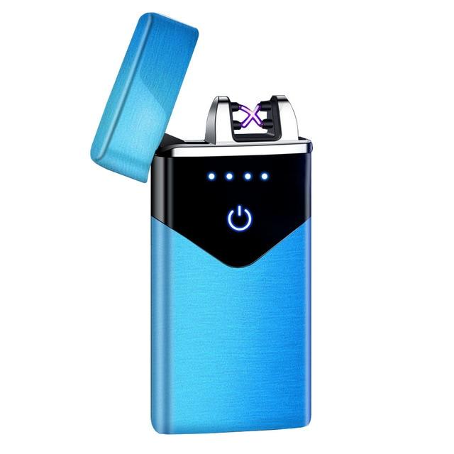 Electric Dual Arc Lighter USB Rechargeable Windproof Flameless Plasma Pulse Lighters For Cigarette Candle With LED Power Display|Cigarette Accessories